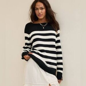 Aerie Bistro Black and White Striped Sweater